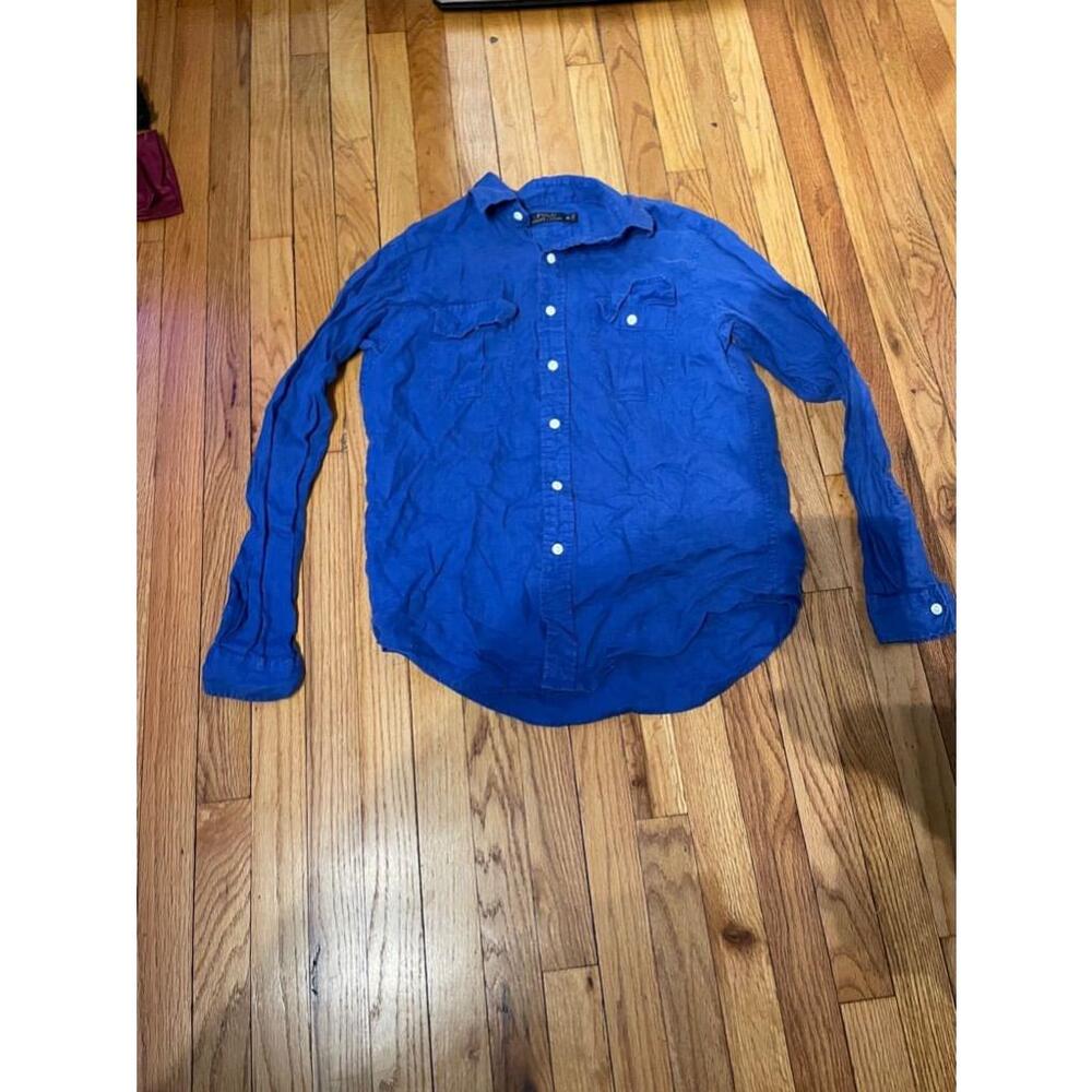 Polo RL Linen Long Sleeve Button-Up Shirt coastal colorful Bright men’s Sz M